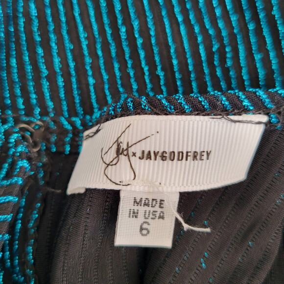 Jay Godfrey Kimono Sleeve Glam Dress Mini Blouson Blue Metallic Women 6 - Picture 10 of 12